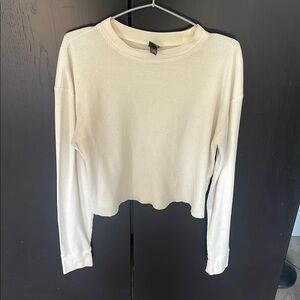 Wild Fable Cream Ribbed Crop Sweatshirt